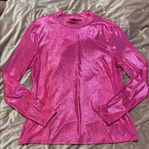 Express Metallic Pink Long Sleeve Top